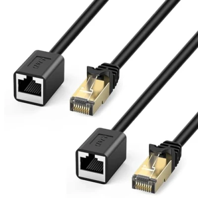 Afbeelding van J&amp;D Ethernet Verlengkabel (2 stuks), Cat 6 Extender Kabel Adapter (0,9 m), Ondersteuning voor Cat6 / Cat5e Cat5 Normen, RJ45 Cords Afgeschermde Mannelijk naar Vrouwelijk