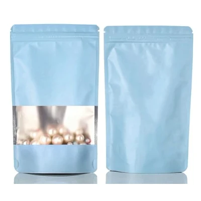 Afbeelding van Rimiko 50st Hersluitbare Mylar Stazak, Ritssluiting Plastic Zakjes voor Voedsel, Rits Aluminiumfolie Zakken met Doorzichtig Venster, Ziplock Kleurverpakking (Blauw, 10x15cm)