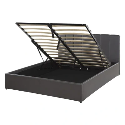 Afbeelding van DREUX Bed met opbergruimte Grijs 140 x 200 cm Kunstleer