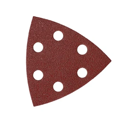 Afbeelding van Mirka Red Delta Schuurpapier Hout Schuurhoeken Klittenband / 93x93x93 mm Hechting 6 gaats korrel P80 5 stuks voor het schuren van hout, metaal en kunststof