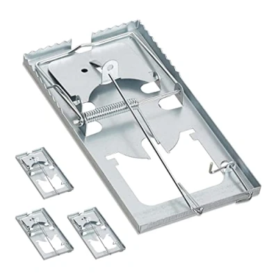 Afbeelding van Relaxdays rattenval 4 stuks herbruikbaar muizenval muizenklem rattenklem zilver