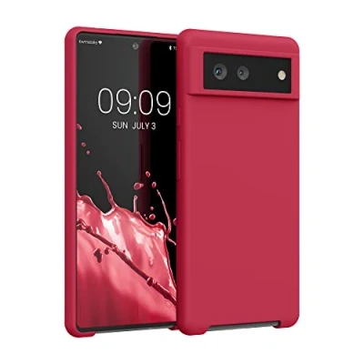 Afbeelding van kwmobile telefoonhoesje geschikt voor Google Pixel 6 Hoesje met siliconen coating Smartphone case in kersrood