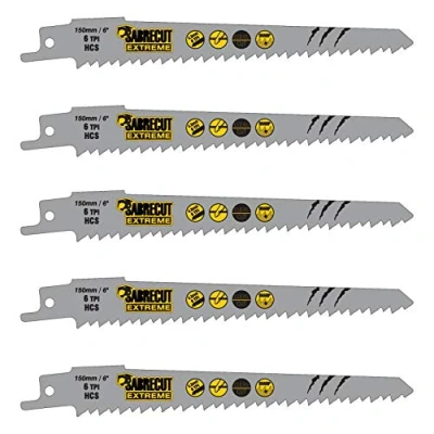 Afbeelding van 5 x SabreCut SCRS644D_5 150 mm 6 TPI S644D Reciprozaagbladen voor snel zagen van hout Compatibel met Bosch Dewalt Makita en vele anderen