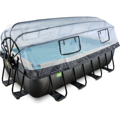 Afbeelding van EXIT zwembad met overkapping, warmtepomp 400x200cm Black Leather