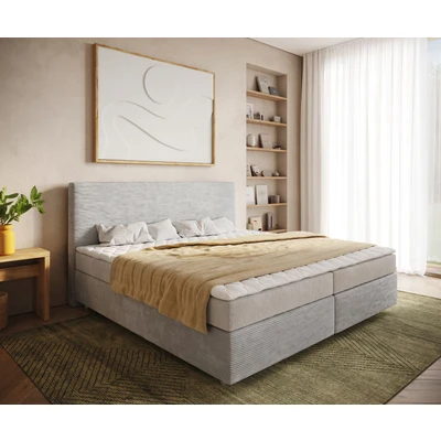 Afbeelding van DELIFE Boxspringbed Dream Koord zilver 200x200 cm Bonell matras PU topper