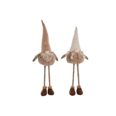 Afbeelding van Kerstversiering Home ESPRIT Bruin Beige Kabouter 30 x 18 65 cm (2 Stuks)