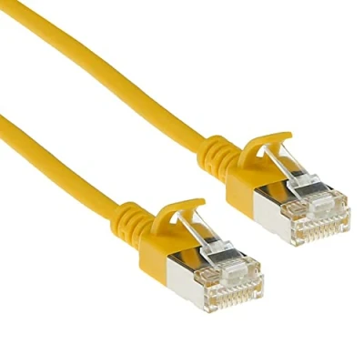 Afbeelding van ACT DC7852 LSZH U/FTP CAT6A Datacenter Slimline Patchkabel Snagless RJ45 Connectoren Geel 25 cm