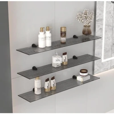 Afbeelding van Euro Tische glasplank, wandrek, grijs, 6 mm veiligheidsglas, plank van glas, glazen bodem incl. houder, 50 cm