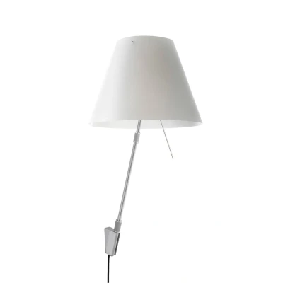 Afbeelding van Luceplan Costanza Wandlamp Telescopisch Met Dimmer Aluminium Body Kap Wit