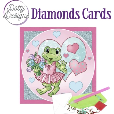 Afbeelding van Dotty Designs Diamond Cards Frog with Flowers