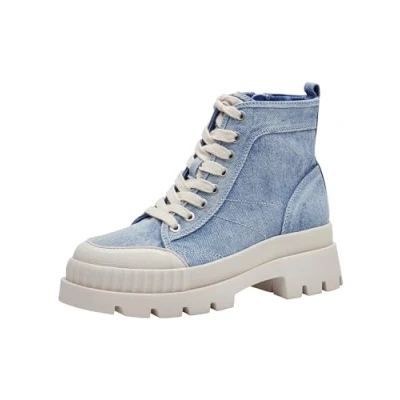Afbeelding van Tamaris Enkellaarsjes met plateauzool, Dames, Maat: 37, Denim Textiel