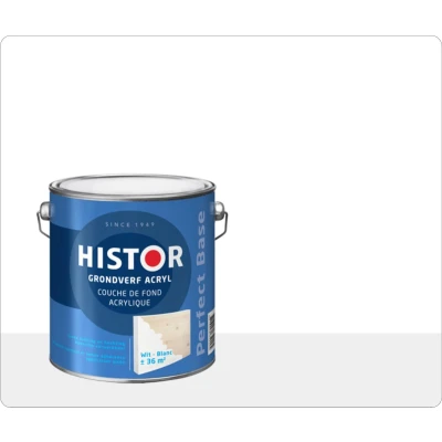 Afbeelding van histor perfect base grondverf acryl wit 2.5 ltr