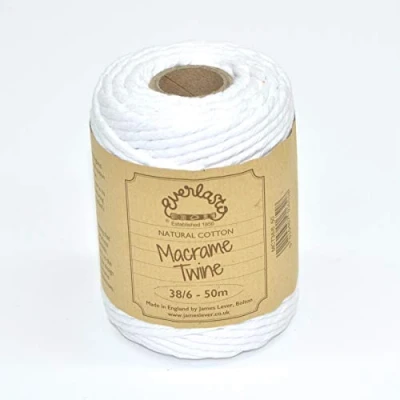 Afbeelding van 50M Spoelen Everlasto Single Twist Zacht Katoen Gekleurd Macrame Craft Twine 38/6 (4 mm ongeveer) (Sneeuwwit)