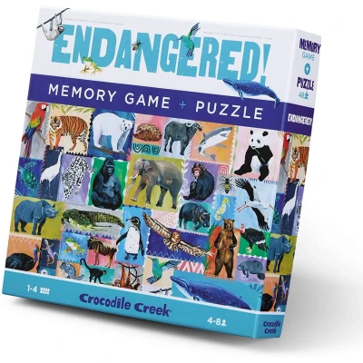 Afbeelding van Crocodile Creek Puzzels Memory &amp; Puzzel Endangered 48 st.