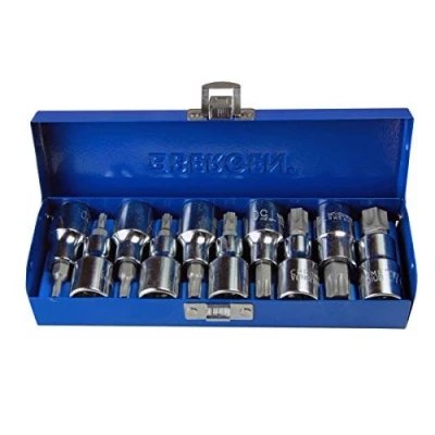 Afbeelding van US PRO B1128 Piece torx TRX Star BIT Socket Set 1/2&quot; Drive 10 delige 1/2 inch dopsleutelset, aandrijving