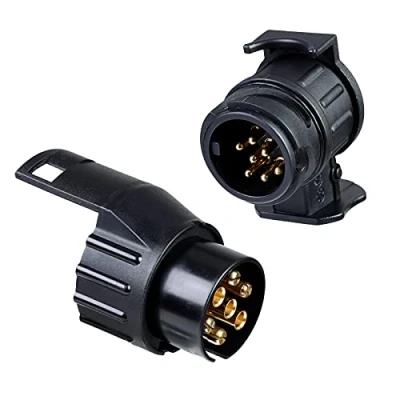 Afbeelding van BEIJISTAR 7 polig naar 13 &amp; polige aanhangeradapter, aanhangerstekkeradapter, 12 V waterdichte elektrische adapter, stekkerconverter, voor caravans, campers, boten,
