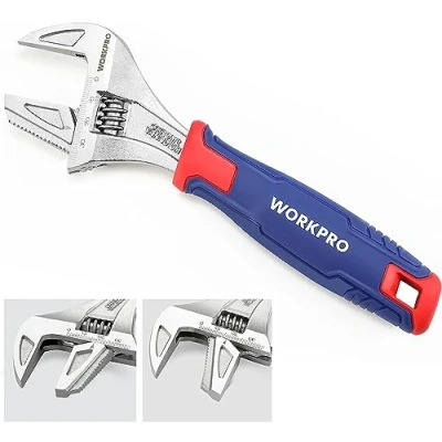 Afbeelding van WORKPRO 2 in 1 verstelbare sleutel en pijpsleutel, 42 mm brede kaak, Cr V staal, 8 inch/200 lengte met zacht handvat van twee materialen