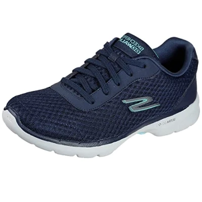 Afbeelding van Skechers Go Walk 6 Magic Melody Sneaker voor dames, Marineblauw Textiel Turquoise Trim, 37 EU