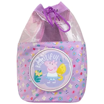 Afbeelding van Peppa Pig Zwemtas Meisjes Strand Zwembad Trekkoord Rugzak Purper