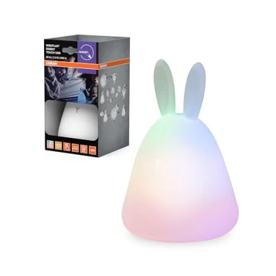 Afbeelding van OSRAM NIGHTLUX touch konijnennachtlampje met dimfunctie in wit van kunststof, IP20 bescherming, perfect voor de kinderkamer