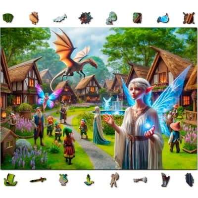 Afbeelding van WOODEN.CITY Fantasy Country houten puzzel 1000 stukjes, premium voor volwassenen, gemaakt in de EU, afmetingen 54 x 39,4 cm