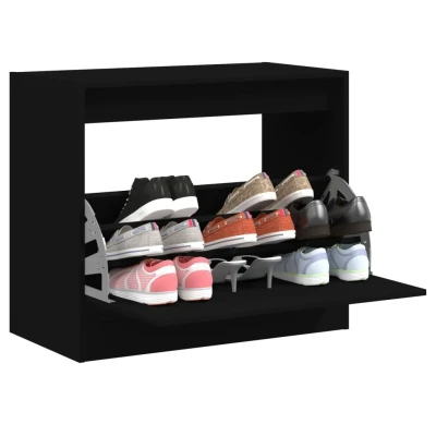 Afbeelding van Schoenenkast 80x42x69 cm bewerkt hout zwart