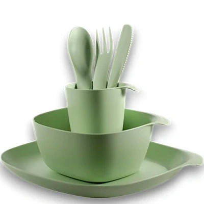 Afbeelding van CALIPSO Campingserviesset voor 1 persoon, onbreekbaar plastic servies, 3 delige campingserviesset, serviesset tuin, kunststof servies incl. borden, kom, beker en gratis bestek
