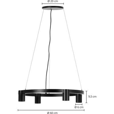 Afbeelding van Arcchio hanglamp 4lichts aluminium, keramiek GU10 zwart