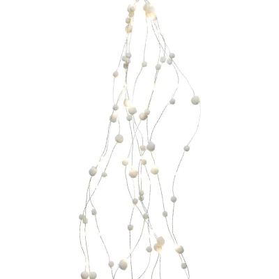 Afbeelding van Micro LED sneeuwbal tros op batterij 75 cm 48L zilver/warm wit Lumineo