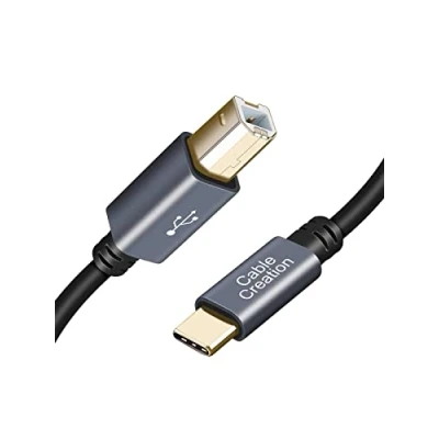 Afbeelding van CableCreation USB C printerkabel 2 m, naar B 2.0 kabel, Type kabel compatibel met MacBook Pro, HP, Canon, Brother, Samsung printers enz. PVC aluminium behuizing, zwart