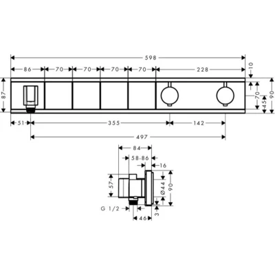 Afbeelding van Hansgrohe RainSelect Thermostaat Afbouwdeel Voor 4 Functies Zwart/Chroom