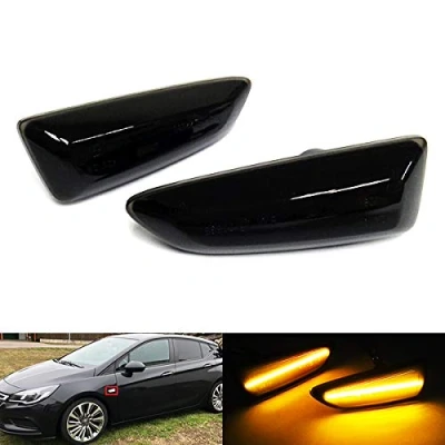 Afbeelding van RZG 2x Zwart Gerookte Lens Side Indicator Amber LED Marker Repeater Licht Voor Astra J K VI VII Crossland X Grandland Insignia B II Zafira C III