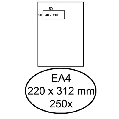Afbeelding van Envelop Hermes akte EA4 220x312mm venster 4x11 links zelfkl 250st