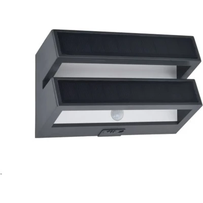 Afbeelding van LUTEC Barlo LED solar wandlamp voor buiten Langdurige werking (tot 10 uur) PIR bewegingssensor Premium aluminium 950Lm 4000K helder wit licht IP54 extra weerbestendig Donkergrijs