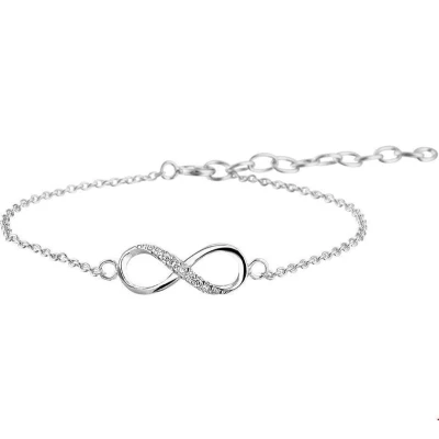 Afbeelding van Zilver Gerhodineerde Armband infinity zirkonia 1 1324383 16 cm