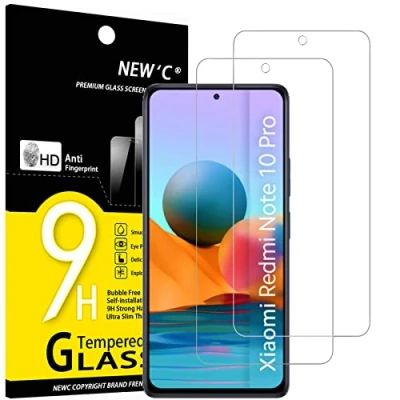 Afbeelding van NEW&#039;C 2 Stuks, Screen Protector voor Xiaomi Redmi Note 10 Pro, Pro Max 4G, Gehard Glass Schermbeschermer Film 0.33 mm ultra transparant, resistent