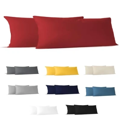 Afbeelding van Dreamzie Taie Pillow 40x145 cm (veel 2) 100% katoenen trui 150 gsm rood kussensloop 40 x 145 katoen resistent en hypoallergeen kussendeksel voor kussen