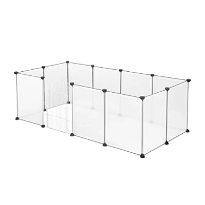 Afbeelding van EUGAD 0036WL Vrije loopren voor konijnen en cavia‘s van kunststof, behuizing 12 platen (35x45cm/plaat), transparante hamsteruitloop, BHT 145x46x75cm