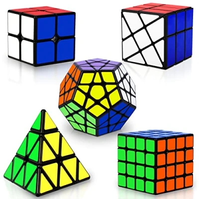 Afbeelding van Coolzon Magic Cube Set, 5 Pack Speed Cubes, Set 2x2 4x4 Fenghuolun Pyraminx Piramide Megaminx Puzzel Speelgoed Cadeau Voor Kinderen Volwassenen