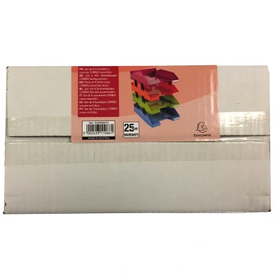 Afbeelding van Exacompta ref. 113298PakD Set van 4 Brievenbakken COMBO MIDI Afmetingen: 34,6x25,4x24,3 cm voor A4+ documenten geassorteerde kleuren