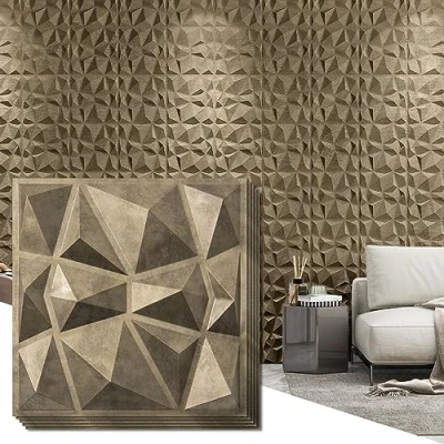 Afbeelding van Art3d Decoratieve 3D wandpanelen in diamantontwerp 30 x cm antiek goud 33 stuks