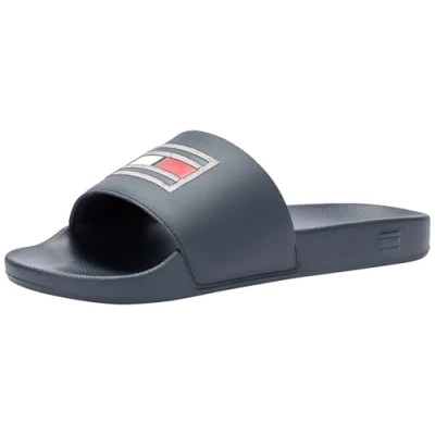 Afbeelding van Tommy Hilfiger Heren Vlag Pool Slide (FM0FM05232), Blauw (Desert Sky), 6.5 UK, Blauwe Woestijnhemel, 40 EU