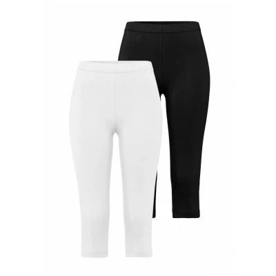 Afbeelding van Lascana 2 PACK Legging, Dames, Maat: 48/50, Weiß/schwarz