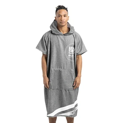 Afbeelding van HOMELEVEL badponcho voor dames en heren Strandponcho met design Surfponcho volwassenen Donkergrijs