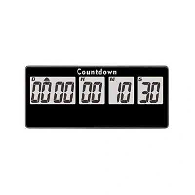 Afbeelding van Jayron Pensioen Timer 9.999 Dagen Digitale Countdown Klok Luide Alarmen,Magneet Adsorptie Stopwatch Werkt op Batterijen Vervangbaar,voor Evenement Herinnering Zwangerschap Bruiloft Kerstcadeau (zwart)