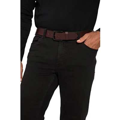 Afbeelding van JP 1880 Heren grote maten Menswear L 8XL lederen riem, metalen sluiting, 4 cm breed, tot maat 170 822849, bruin, 140