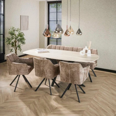 Afbeelding van Fraaai Romano eetkamertafel 215 cm creme Metaal poedercoat