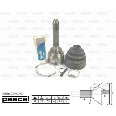 Afbeelding van Homokineet reparatie set, aandrijfas PASCAL G19003PC