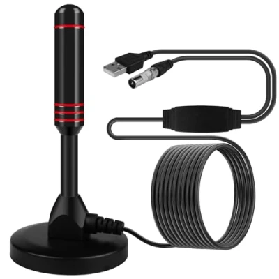 Afbeelding van DVBT/DVBT2 antenne, kamerantenne voor tv, HD tv antenne met magnetische voet, 5 m verlengkabel, digitale telescopische 360 ontvangst DTMB, ISDB, DVB T2, DMB T
