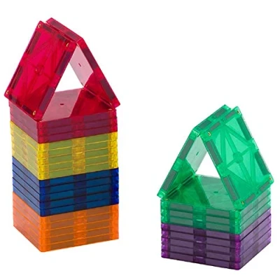 Afbeelding van Playmags Starter Kit 30 Piece Squares Set: Nu met sterkere magneten, stevige, Super Duurzaam Magnetic Tegels Vivid Clear kleuren STEM Toys for Kids
